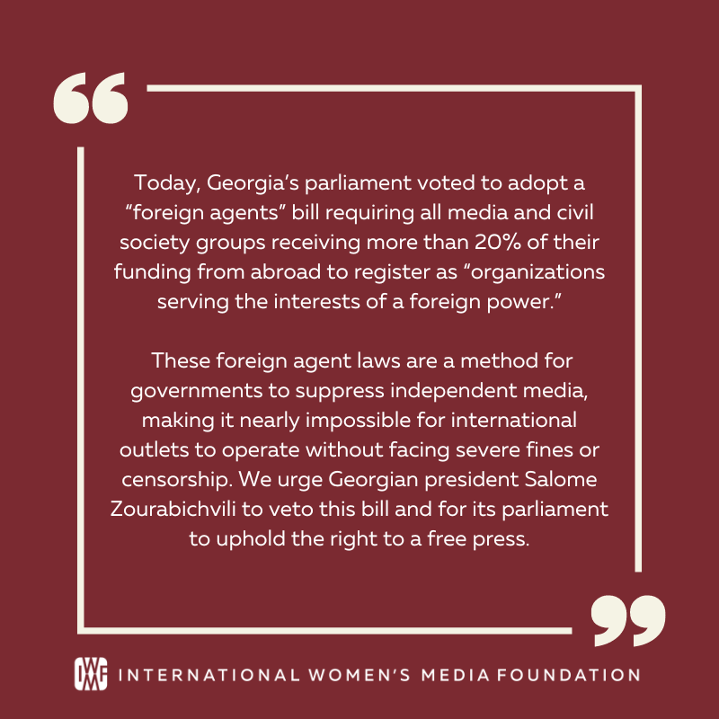 “Foreign agent” laws are crafted to censor independent media and silence journalists’ voices. If enacted, Georgia’s new bill will set the country on a dangerous course of media suppression.