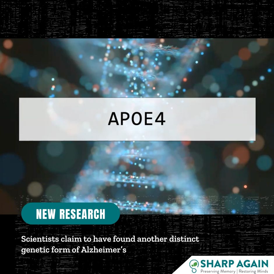 Scientists claim to have found another distinct genetic form of Alzheimer’s: bit.ly/4adfmbC To learn more about ApoE4 and its effects on brain health, you can view this highly informative webinar on our YouTube channel: bit.ly/4ai6MZ1