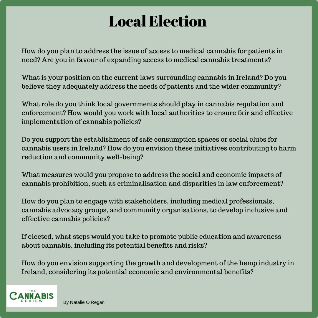 NatalieORegan1's tweet image. 💬 Check out these essential questions on cannabis reform, hemp industry growth, and drug policy. Let&apos;s demand answers and push for progress together!

#CannabisReformIreland
#DrugPolicyReform
#LE2024
#EUelections2024