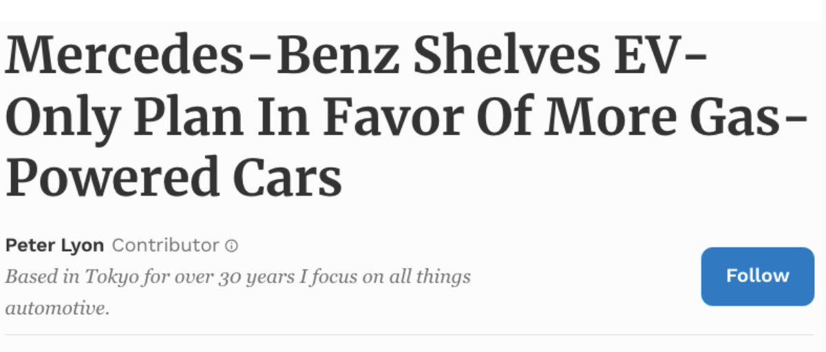 Mercedes has hit the brakes on their all-EV plan as the electric vehicle market experiences a power outage. GM also cut EV production targets due to slowing demand and Ford Motor Co. is retrenching its EV strategy. Moral of the story: You can’t sell cars that people don’t want.