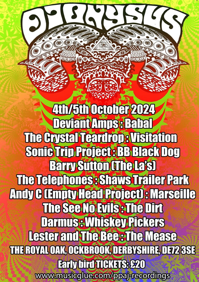 Playing derby psych fest in October.. Tickets available via musicglue.com/ppaj-recordings