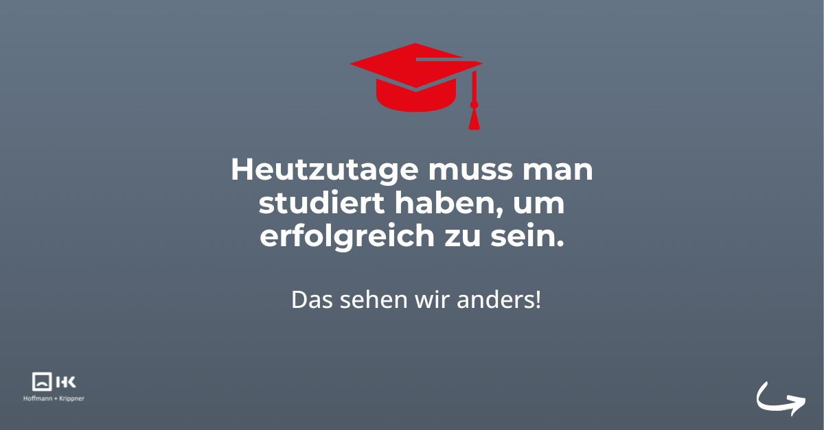 Heutzutage muss man studiert haben, um erfolgreich zu sein. 👩‍🎓🧑‍🎓 Das sehen wir anders! ☝

Denn der Schlüssel zum Erfolg ist Begeisterung! 🤩 
Was bedeutet Erfolg für Dich?

Bildquelle: de.statista.com/infografik/186…

#ausbildung #karriere #studium #zukunft