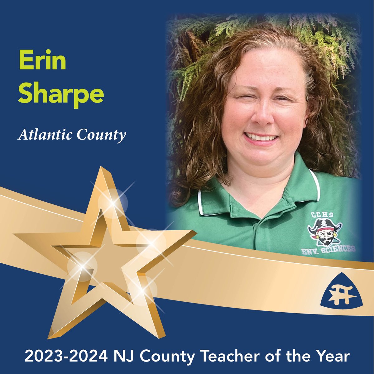 This week's NJ County Teacher of the Year spotlight goes to Erin Sharpe! 🌟🔦✨📣 Erin is a science teacher at Cedar Creek High School in the Greater Egg Harbor Regional High School District. She encourages service and giving back to the community. #WEareNJEA