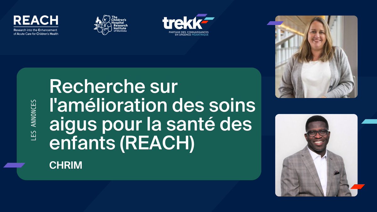 TREKKca's tweet photo. 1/3: Le mois dernier, @CHRIManitoba a lancé son plus récent thème de recherche : Recherche sur l'amélioration des soins aigus pour la santé des enfants (REACH). Félicitations au Dr Lisa Knisley, co-directeur de TREKK, qui va collaborer avec Dr Alex Aregbesola pour conduire... https://t.co/w7YhNKREdH