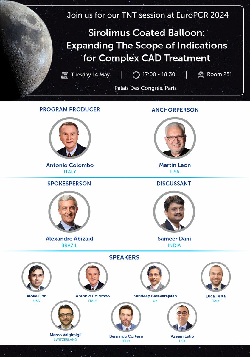 Don't miss today's TNT Session at #EuroPCR 2024! 
Explore the expanding scope of Sirolimus Coated Balloon treatments for complex CAD.
Dive into innovative approaches and cutting-edge research that are shaping the future of cardiology.
#europcr2024 
<a href="/PCRonline/">PCRonline 🫀</a>