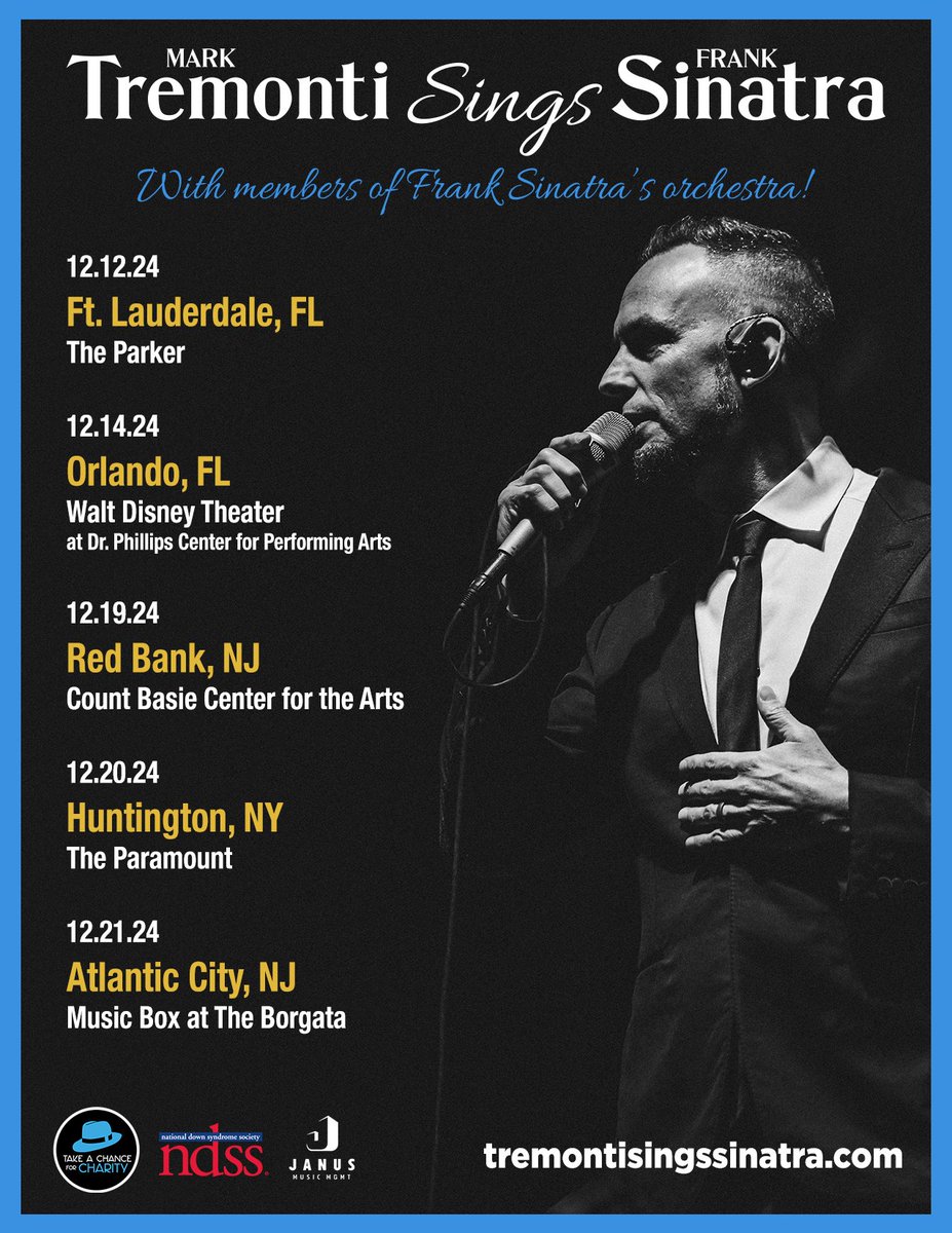 Happy to announce some Tremonti Sings Sinatra shows! Grab your pre-sale tickets with the code: SINATRA today at TremontiSingsSinatra.com