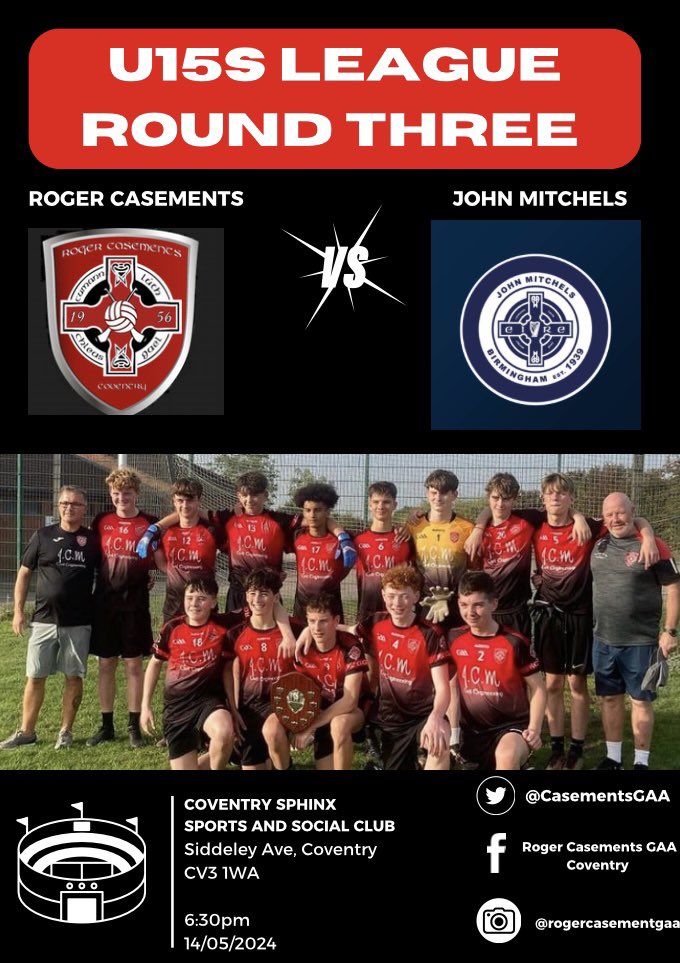 Get out tonight to support our U15s🔥 The lads are continuing their league campaign as they take on John Mitchels the third round of the league 🏐 #casementsabú