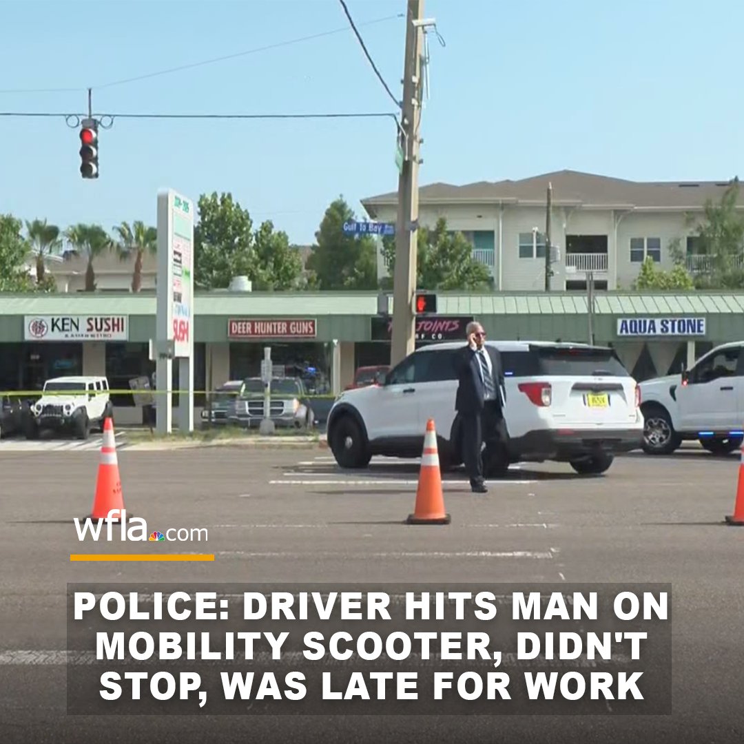 HIT-AND-RUN: Clearwater police say an 80-year-old is in critical condition after he was struck by a pickup on his mobility scooter. STORY: bit.ly/4dyKx45