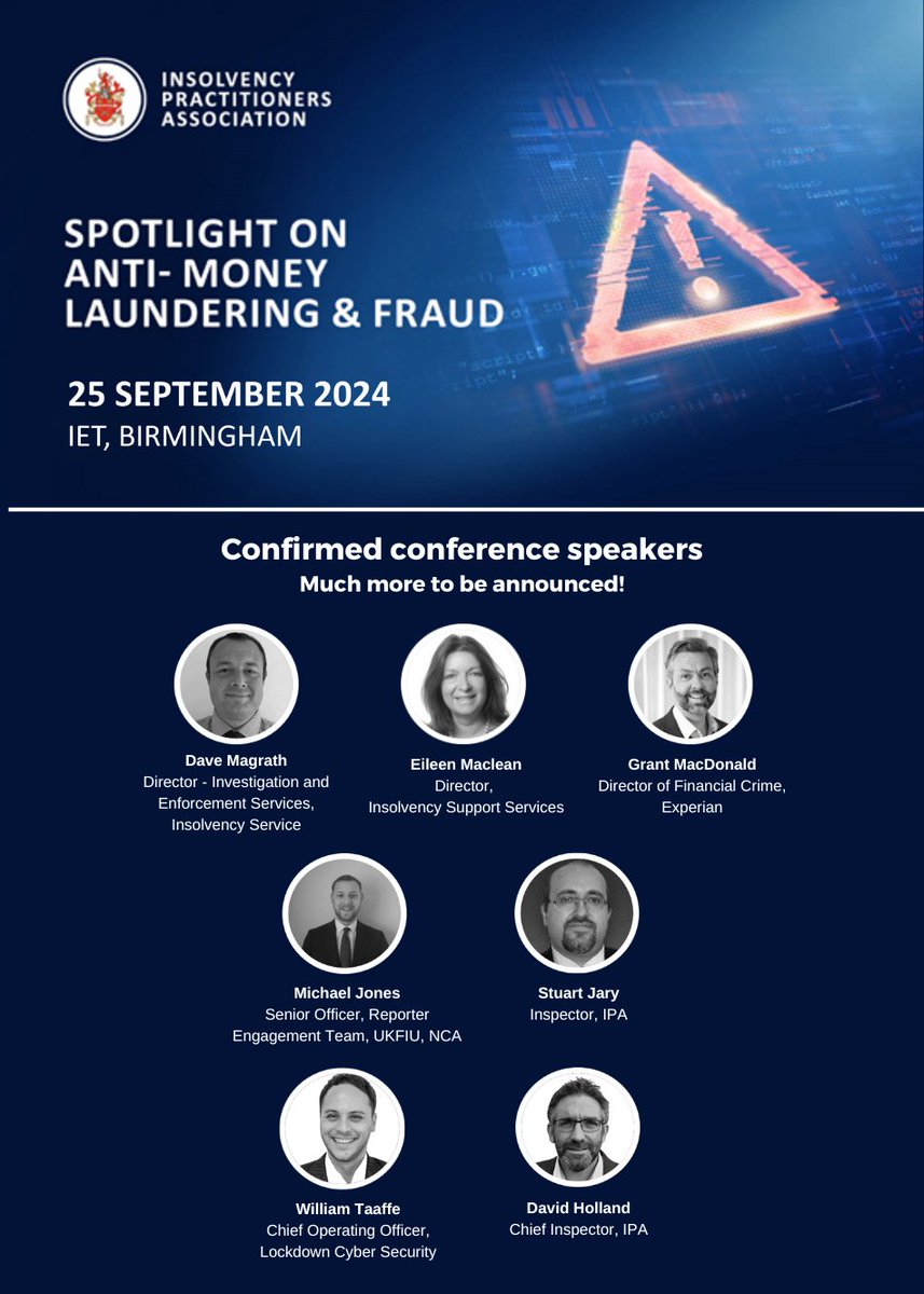 5 hrs structured #AntiMoneyLaundering guidance for IPs: Don’t miss the IPA’s Spotlight on AML and Fraud Conference 2024!

With a focus on #AML compliance an essential part of #Insolvency practice, the importance of understanding #AntiMoneyLaundering risks, documenting them in