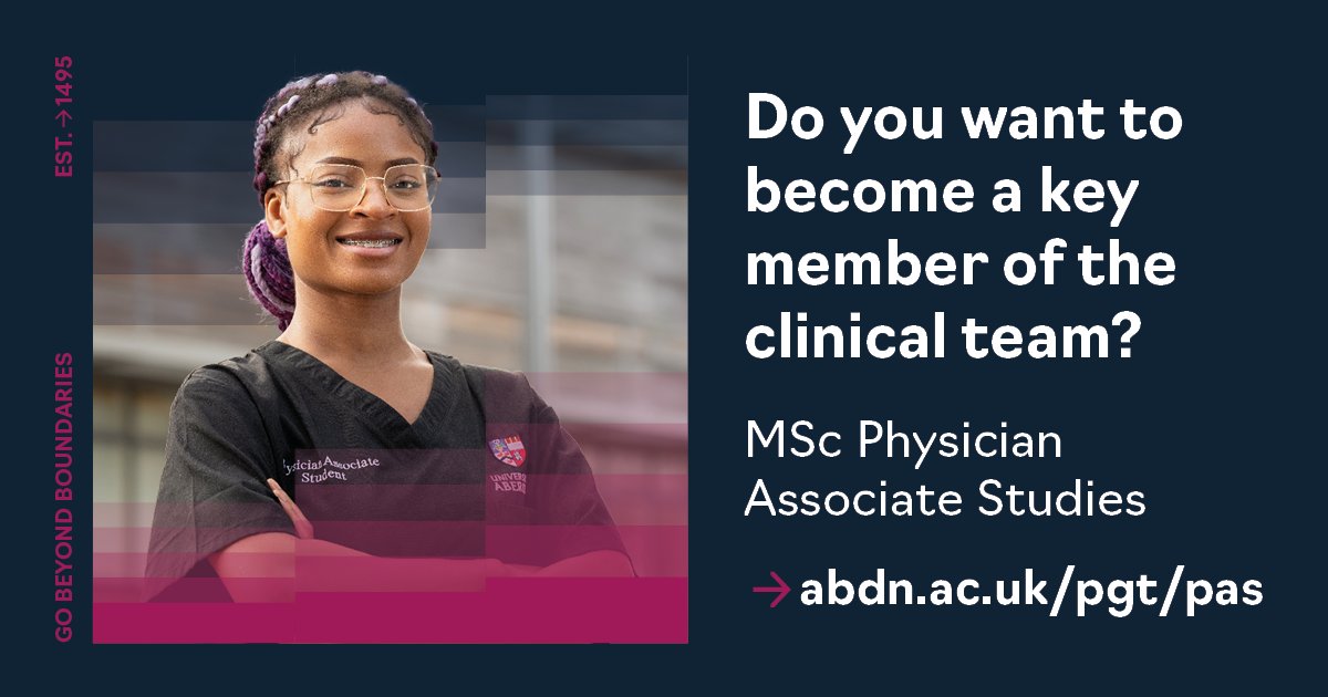 If you're considering an MSc & career as a Physician Associate, you can learn about our MSc Physician Associate Studies programme at the online info session on Tuesday 21 May & at the in-person Open Day on Wednesday 22 May. Find out more: abdn.io/GX