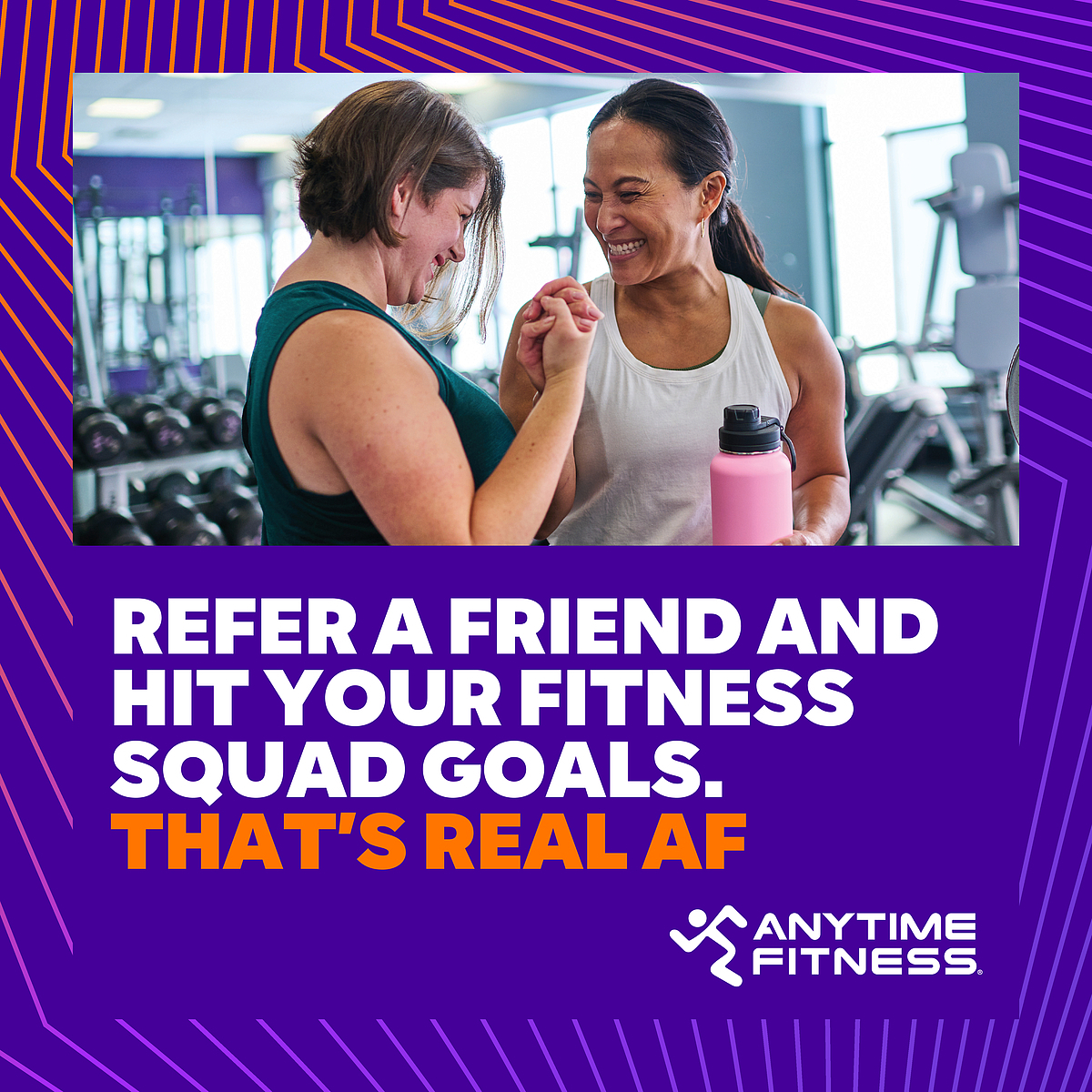 We've made it easier than ever before to share the AF love! You can now invite a friend to try Anytime Fitness free by going to bit.ly/3w28zDA