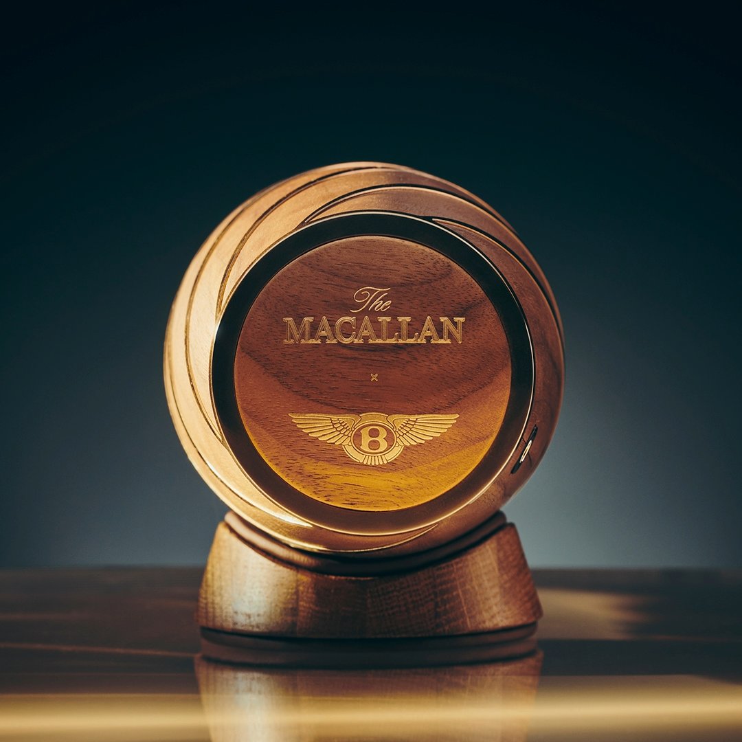 The Macallan Horizon is an expertly crafted single malt whisky, presented in a visionary horizontal vessel made from six materials integral to The Macallan and Bentley Motors, encapsulating the rich heritage of both. whiskyshop.com/macallan-horiz…