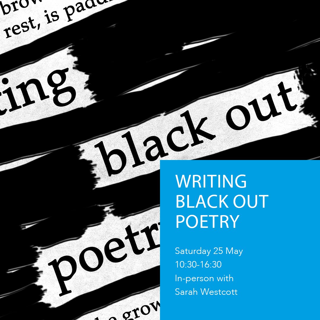 On this fun day workshop at @citylit, learn how to find hidden poems in texts such as newspaper articles, advertisements and letters. #poetry #blackoutpoem #foundpoem #erasurepoem 📅 Sat 25 May 🕒 10:30-16:30 🏫 F2F with @sarahwestcott1 ➡️ citylit.ac.uk/courses/writin…