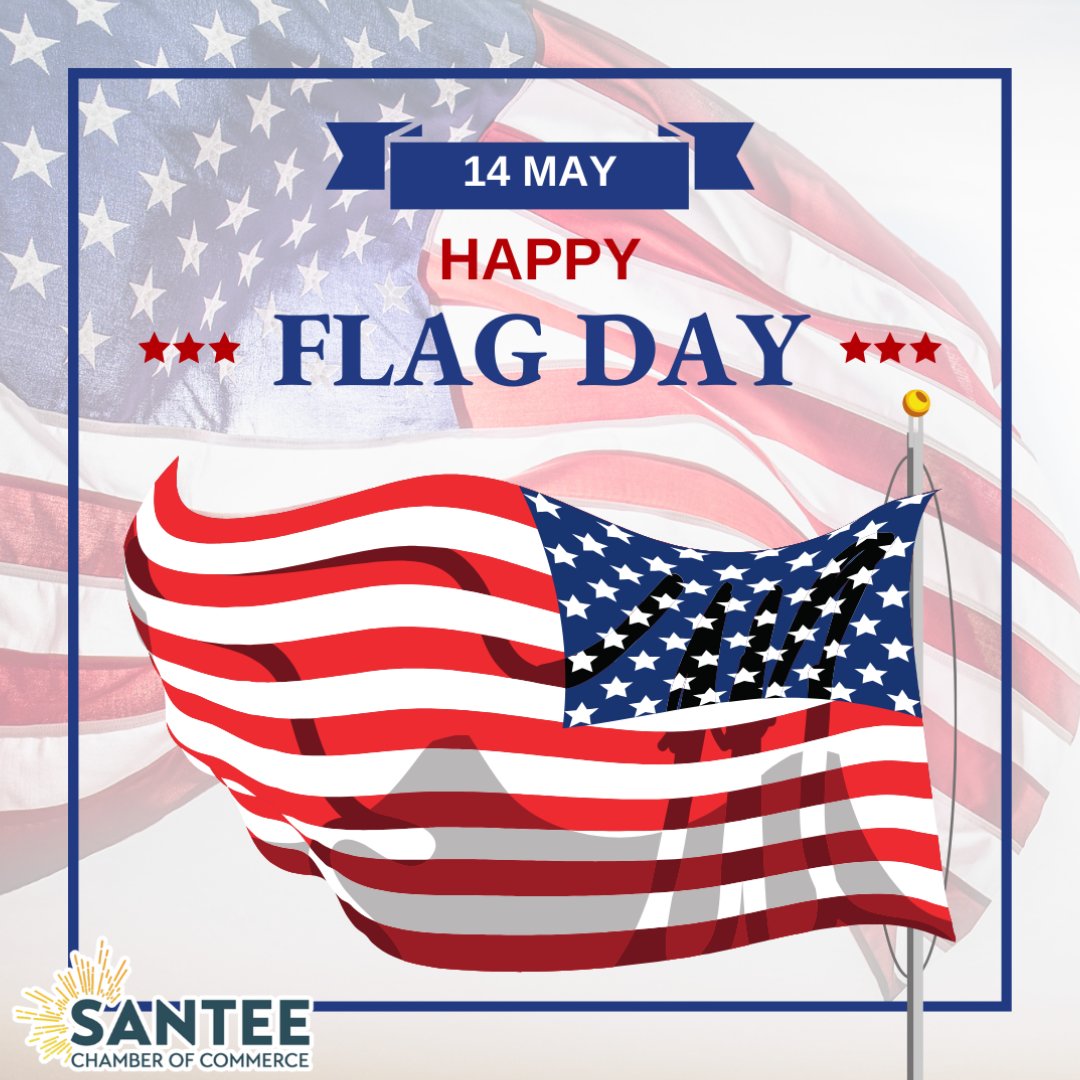 🇺🇸 Happy Flag Day from the Santee Chamber of Commerce! 🎉 Today, we salute the symbol of our nation's unity and strength. Let's take a moment to reflect on the values that make our community resilient and proud. 🇺🇸 #SanteeChamber #ecyp