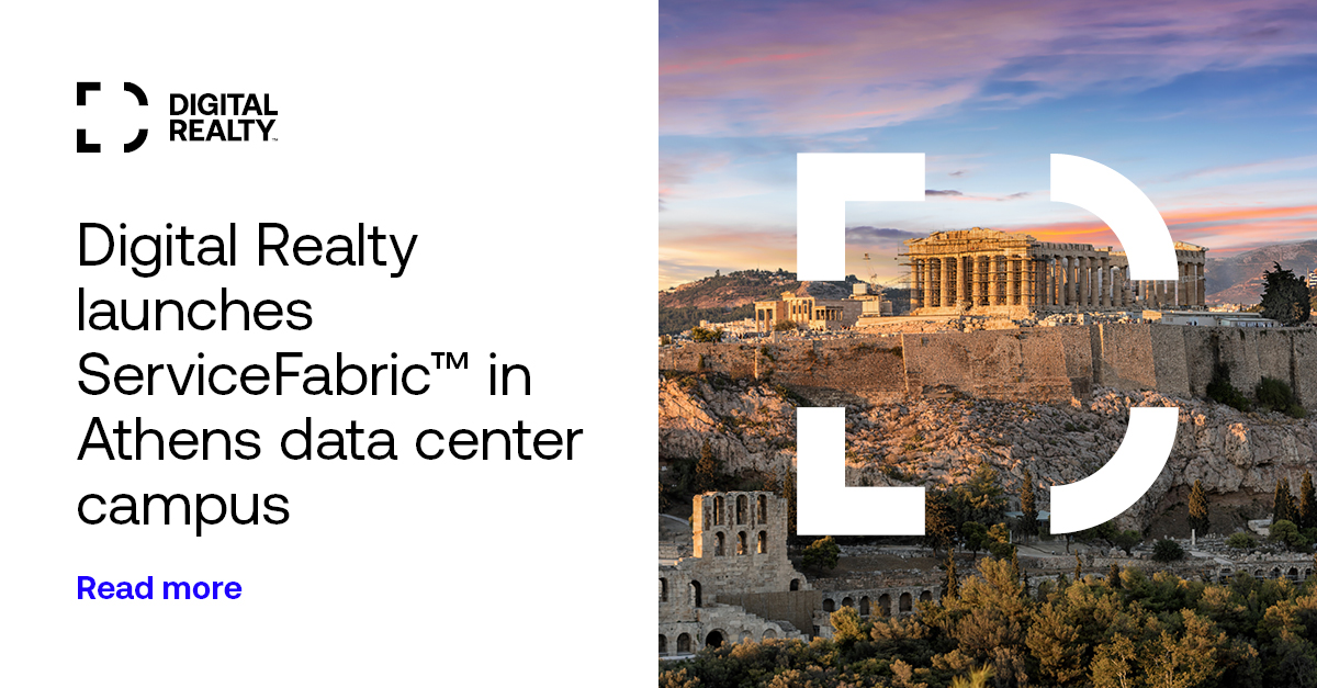 Digital Realty bolsters Greece’s Position as a Regional Cloud Connectivity Hub with the Deployment of ServiceFabric™ at our Athens Data Center Campus. Read more:okt.to/I1UKxh
#TheDataMeetingPlace
#WhereTomorrowComesTogether
#PlatformDIGITAL