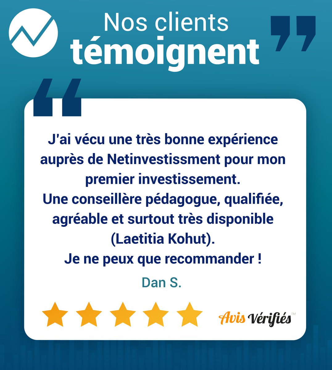 Nos clients témoignent ! 🌟

Un immense merci à Dan pour sa confiance qui symbolise parfaitement la relation précieuse que nous bâtissons avec chacun de nos Netinvestisseurs.

Votre retour compte énormément pour nous. 🙏

#AvisClients #Netinvestissement