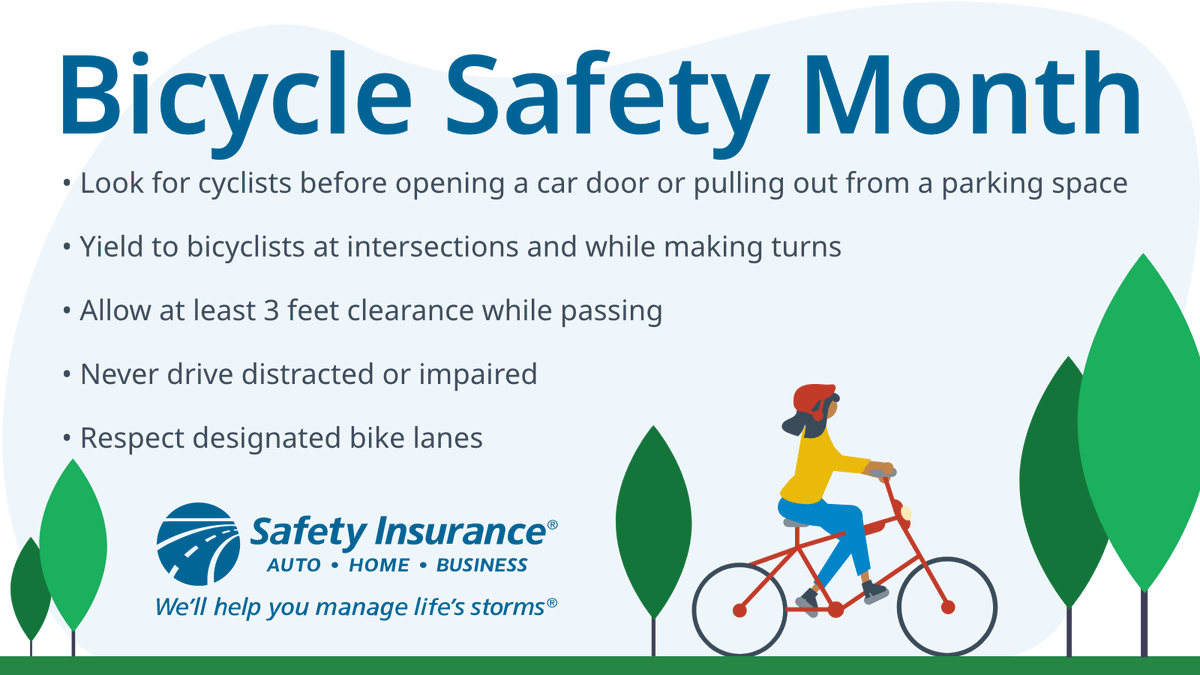 May is Bicycle Safety Month! Share the road with bicyclists safely by following these tips for motorists. #ManageLifesStorms #BicycleSafety