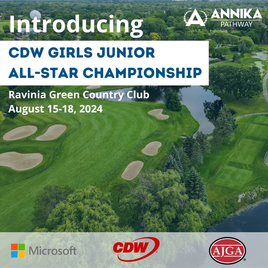 In collaboration with the @AJGAGolf and supported by CDW in partnership with Microsoft Client Solutions, we're thrilled to announce the all new CDW Girls Junior All-Star Championship coming in August. Learn more on this ANNIKA Pathway Series event, at rb.gy/453h8w ⛳