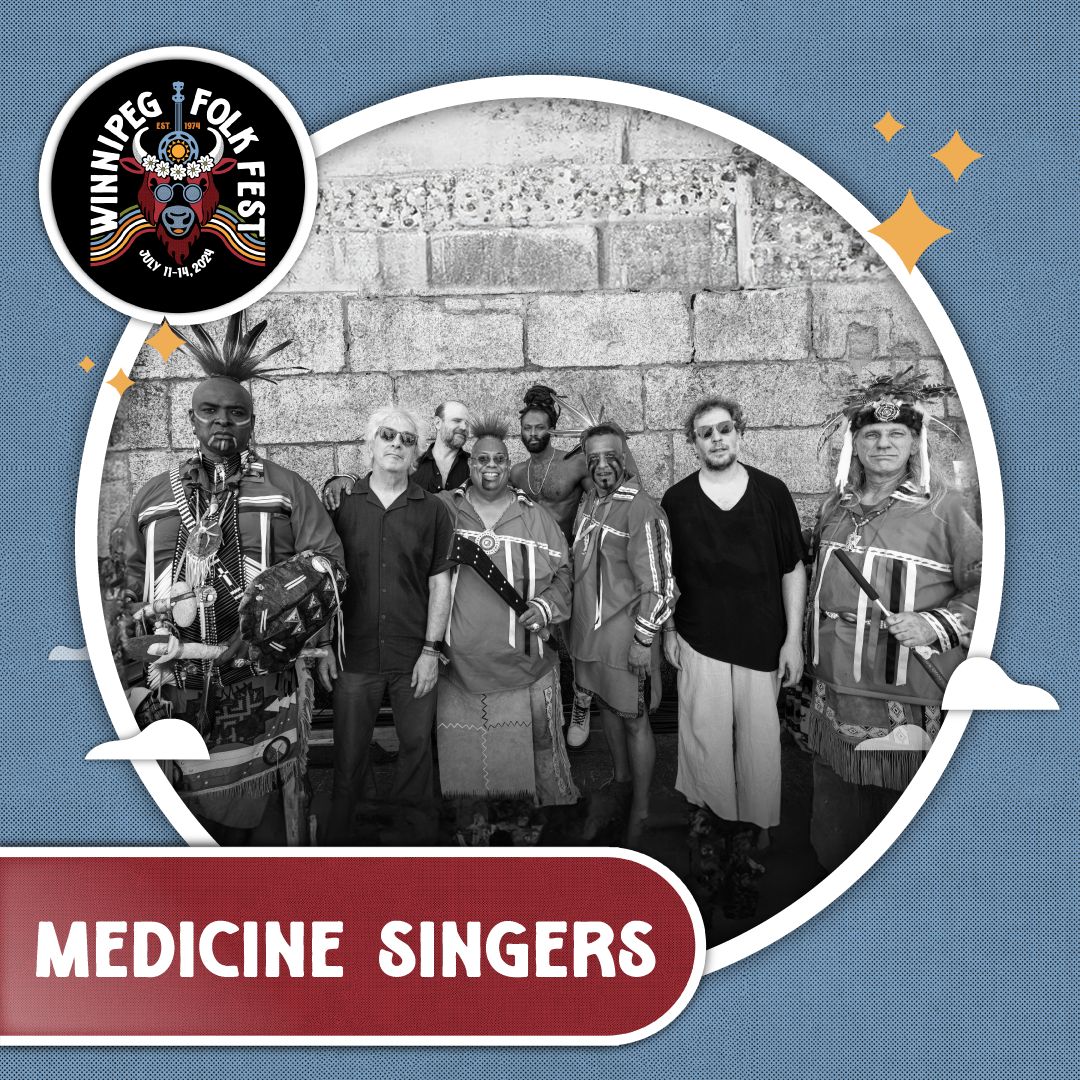 Don't miss Medicine Singers at the 2024 Winnipeg Folk Festival! Blending experimental music with traditional Native American powwow styles, they introduce listeners to a variety of genres rooted in Native American music. 🎶 #FolkFestHappy