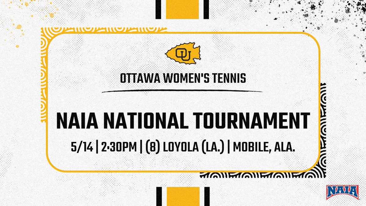 .@TennisOttawa Women compete in their second straight NAIA National Tournament TODAY in Mobile, Ala. against (8) Loyola (La.). The match is scheduled for 2:30pm. #BraveNation