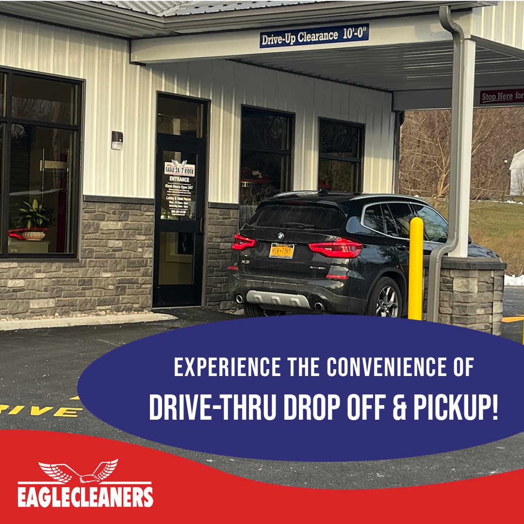 🚗 Don't feel like getting out of your car for dry cleaning? 🧥 Try Eagle Cleaners' convenient drive thru service! 🙌 Drop off and pick up without ever leaving your vehicle. 💨 No hassle, no stress. 

#DriveThruDryCleaning #EagleCleaners #ConvenientService
