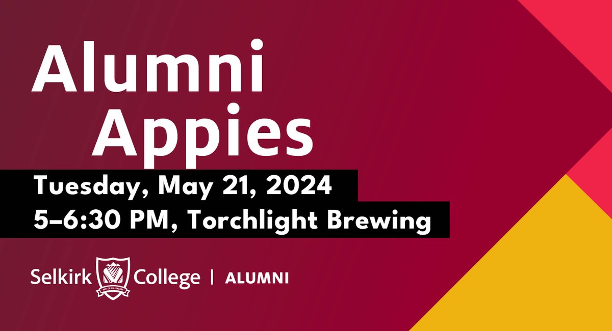 Calling all Selkirk College alumni! Free appies will be provided by the Selkirk College Foundation. Join us to connect and socialize! RSVP at selkirk.ca/events/alumni-….