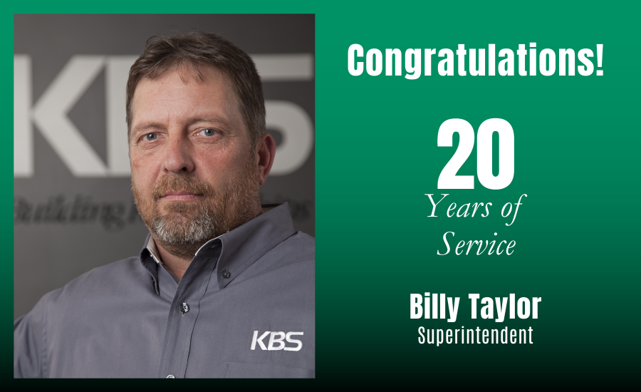 kbsgc's tweet photo. Congratulations to our Superintendent, Billy Taylor, for 20 years with KBS! Billy has been an asset to the team on projects including The View at Broadlands, The Current, The Verge Apartments, multiple Walmarts, & many more! #dedication #KBSteam #20years #employeespotlight https://t.co/VE2tqwuxA8