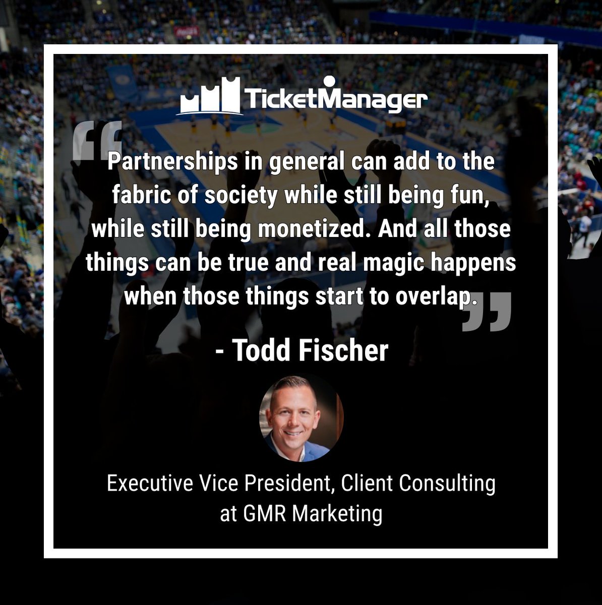 🚨New #Podcast Drops Tomorrow🚨 Todd Fischer, EVP of Client Consulting at @GMRMarketing, joined the #TicketManager All Access Podcast to discuss some critical issues facing brands & properties in the sports marketing industry. Tomorrow - May 15📅 #AllAccessPod x #GMRMarketing