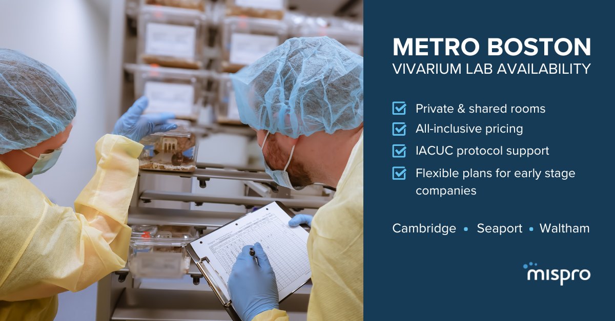 Mispro enables researchers to conduct preclinical drug development studies with precision, efficiency, and accuracy. Reserve your research space today in Metro Boston hubs.la/Q02x4JFH0 #Alewife #Cambridge #SeaportBoston #Waltham #preclinical #contractvivarium