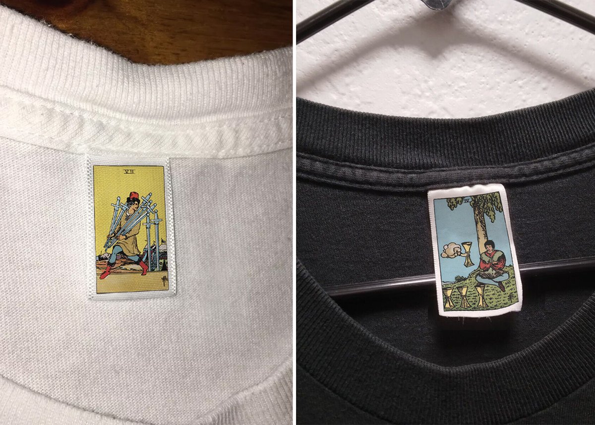 Idea: Basics t-shirt company, but your shirt tag is a surprise tarot card. You get a random one and that's your secret archetype stitched inside 🪡  . ݁₊ ⊹ . ݁˖ . ݁ Is there a card you'd really hope to get? Or one you'd never want to wear?