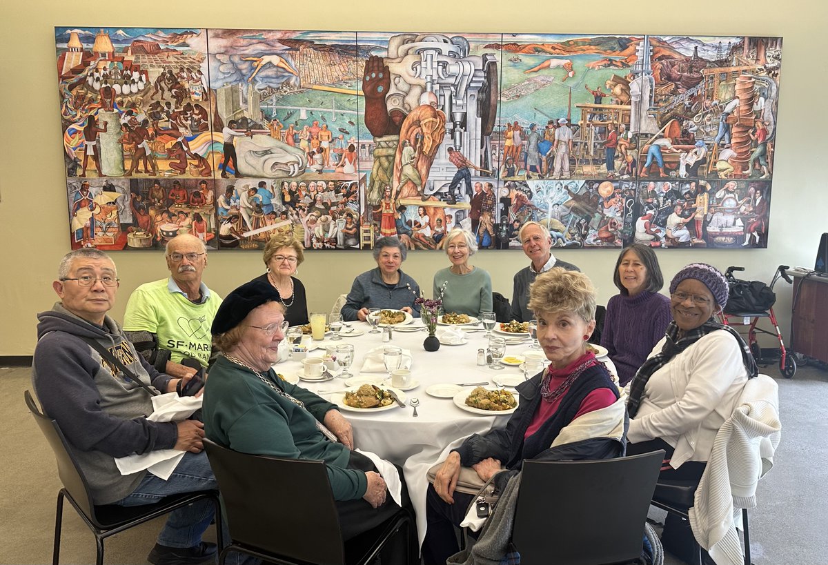 Did you know that the <a href="/CityCollegeofSF/">City College of S.F.</a>  has a restaurant where food is prepared by their culinary arts department? We love that! SFV members enjoyed lunch there this week and took this great photo! Very cool art in the background too!