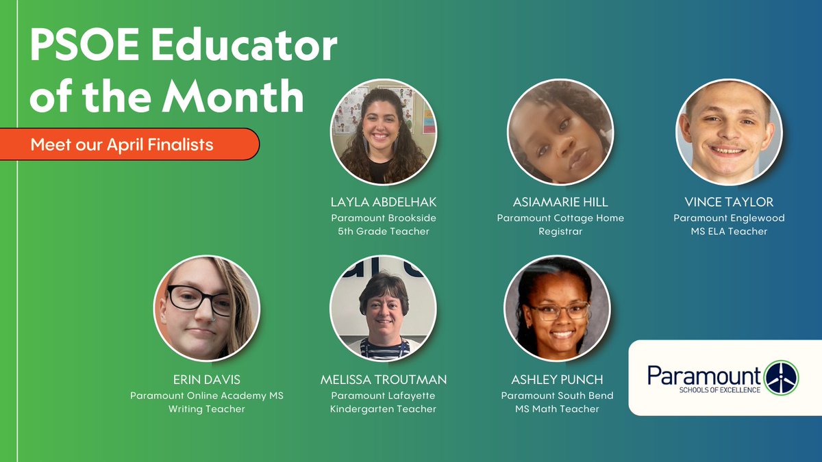 Exciting Announcement: Meet the 6 Phenomenal Finalists for April's PSOE Educator of the Month Award! We are bursting with pride to introduce these outstanding educators who have gone above and beyond in shaping young minds.