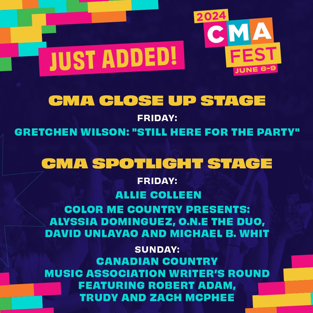 NEW ADDITIONS 🤝 #CMAfest

See you there!
