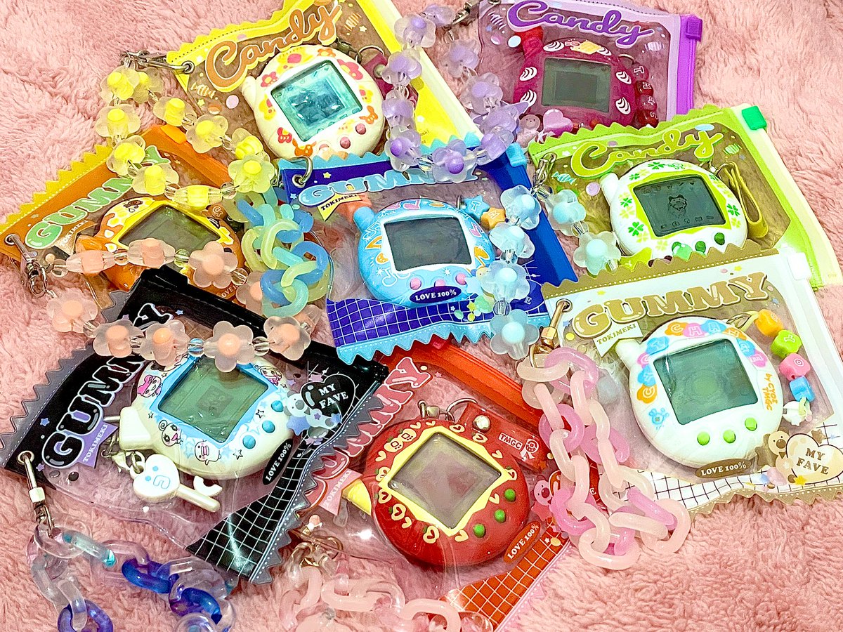 可愛い可愛い〜❤️💜🧡💛💙💚🤍🖤 セリアで追加購入したポーチに