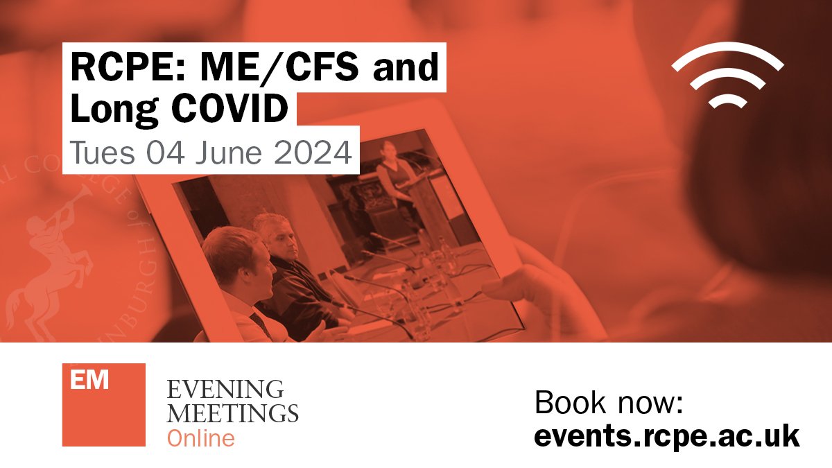 RCPEdin's tweet photo. Learn about the pathophysiology of ME/CFS and Long Covid, clinical presentation, making a diagnosis, &amp; POTS at our webinar on ME/CFS and Long COVID. More info here: https://t.co/U3Kl7lcQ4O #MillionsMissing  #MEAction #rcpeMECFSLC https://t.co/cwqmVz3yn3