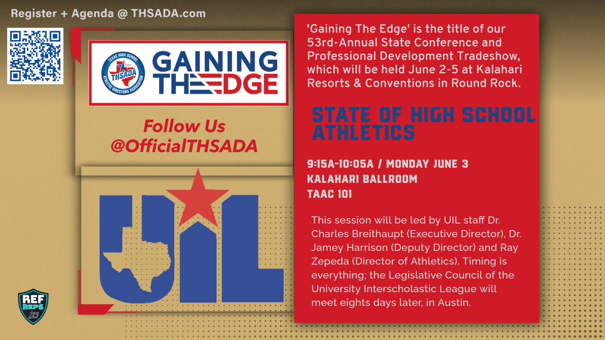 What changes are ahead for high school athletics across the Lone Star State? Grab a seat and notepad in < 3 weeks and get those questions ready as @uiltexas staff -- nearly a week from Legislative Council -- share what new rules or policies may be around the corner.