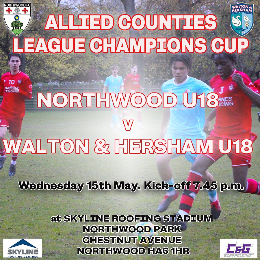 Ryan Young’s Woods Under 18s play at The Skyline Roofing Stadium this evening in the semi-final of the @ACYFLofficial Champions Cup, when they meet @waltonhershamfc. It should be a great game, so please get along to support the young Woods!!