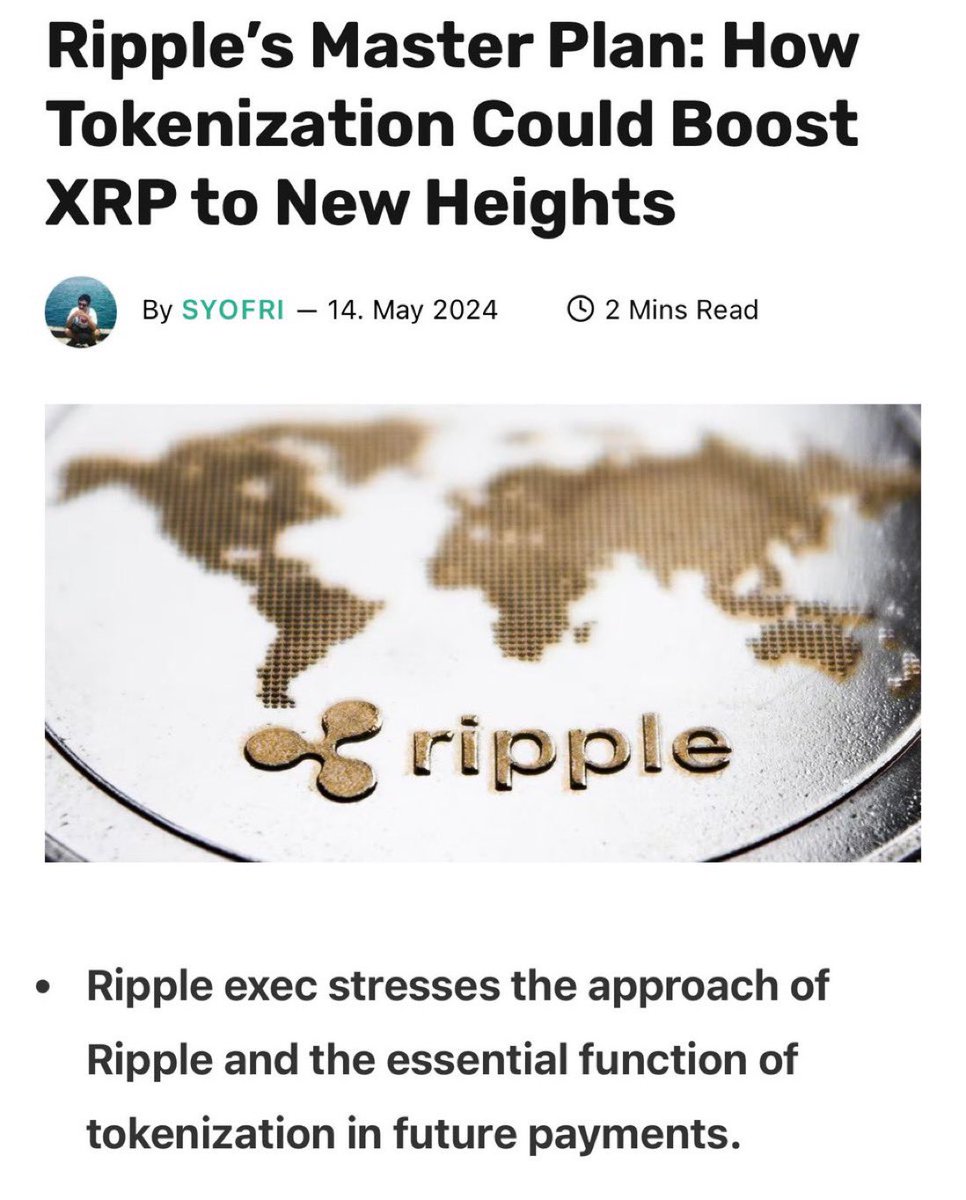 WOW! 💥 Tokenization of assets is a key component of the payments of the future for Ripple - This could boost #XRP to new heights! crypto-news-flash.com/ripples-master…