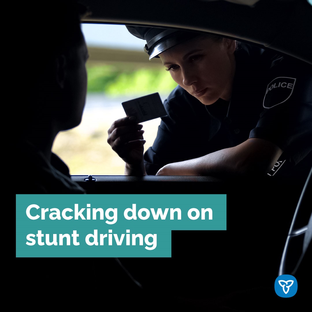 Stunt Driving Crackdown! 🏎️💨 We are also proposing tougher penalties for stunt driving: 🚦 1-year licence suspension for 1st conviction. 🚦 3-year suspension for 2nd. 🚦 Lifetime ban for 3rd. #StuntDriving #DriveSafe Learn more: news.ontario.ca/en/release/100…