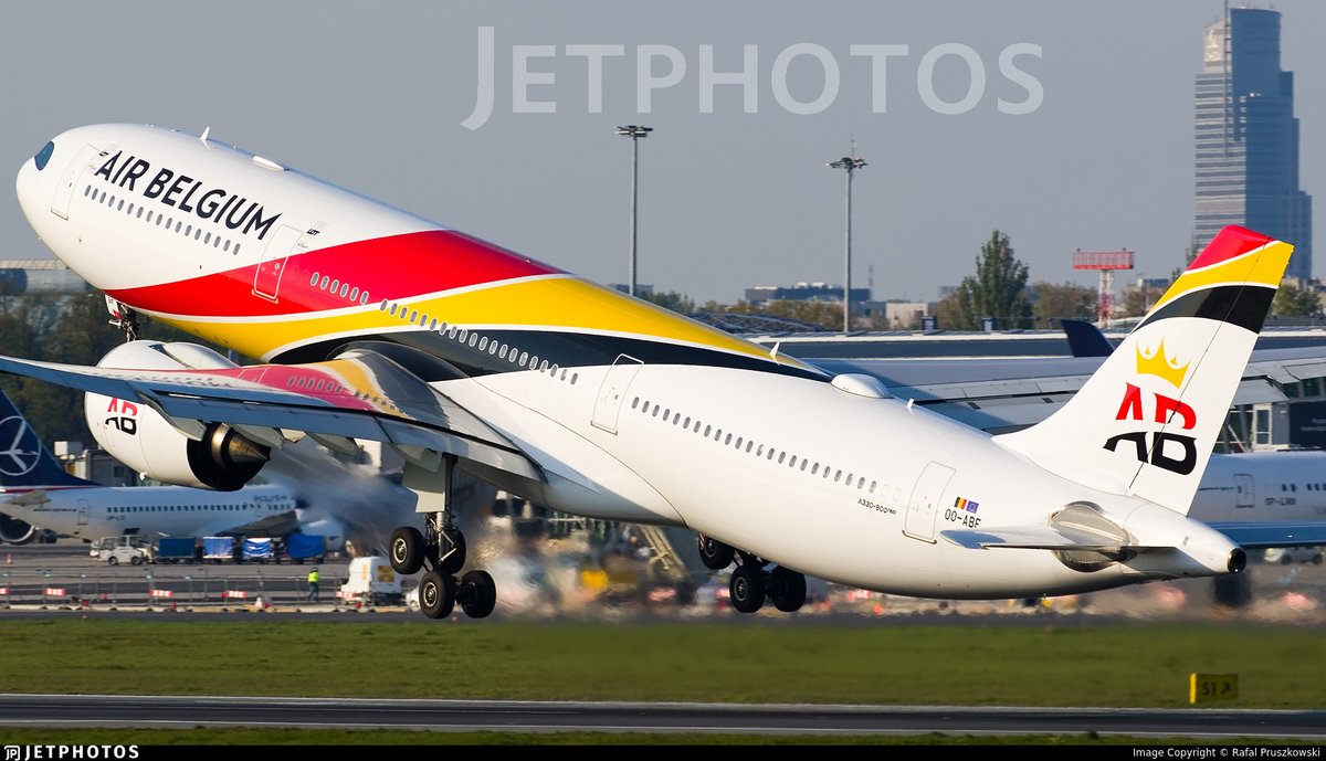 An Air Belgium A330neo departing Warsaw. jetphotos.com/photo/11328305 © Rafal Pruszkowski