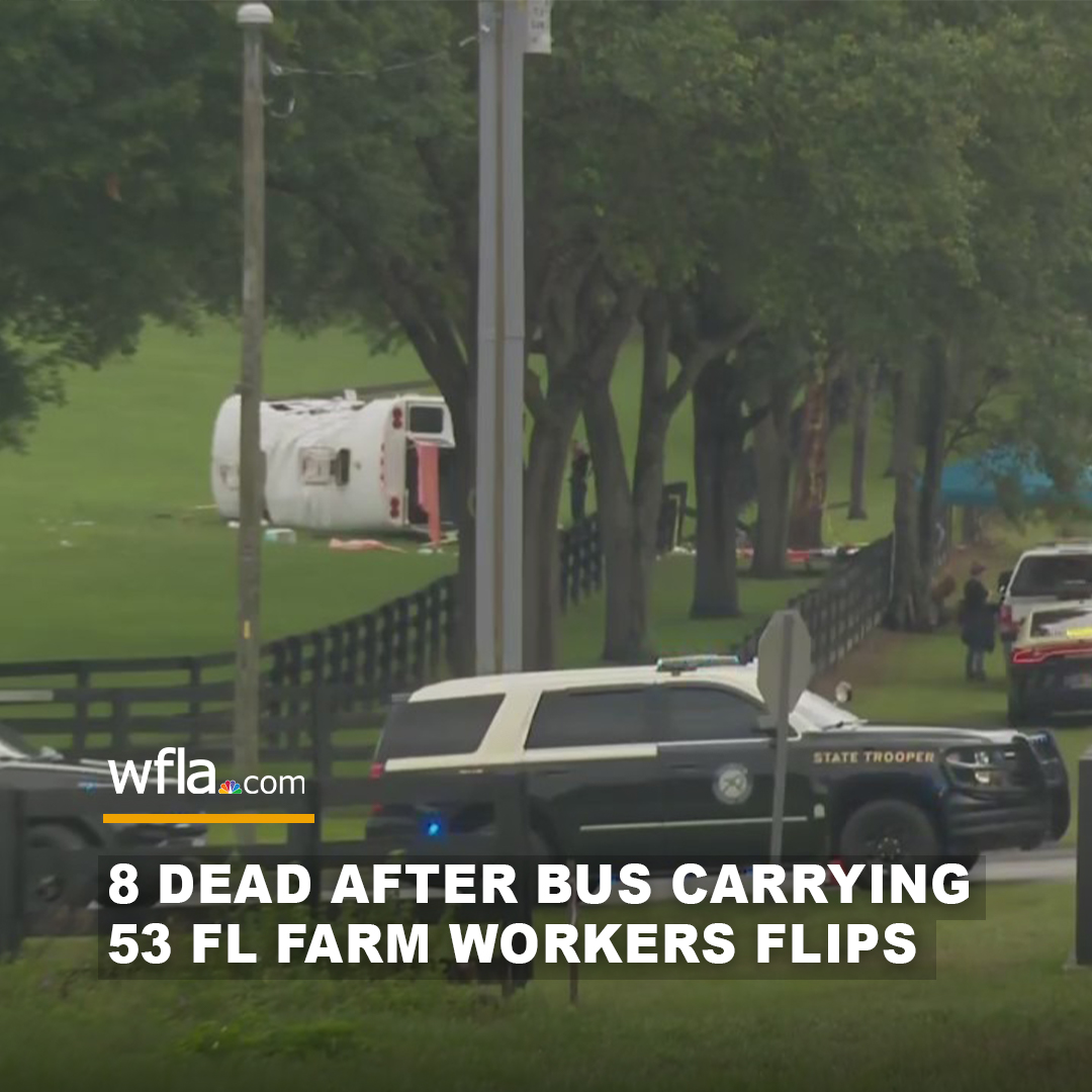 #BREAKING The Florida Highway Patrol says eight people are dead and about 40 others have been hospitalized after a bus carrying 53 farm workers crashed. Details: bit.ly/4b7ZAjv