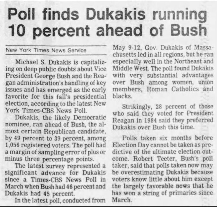 The New York Times-CBS poll in mid-May of the 1988 presidential race.