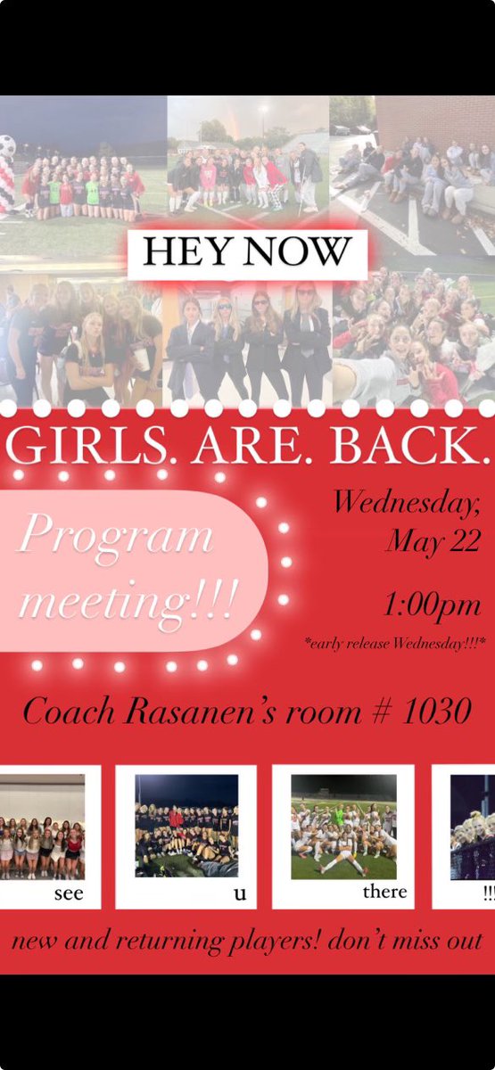 NA_GirlsSoccer's tweet image. If you are interested in playing soccer in the Fall, please see the info below for our Program Meeting next Wednesday 5/22 1:00pm (collab day). #getexcited @NA_Athletics