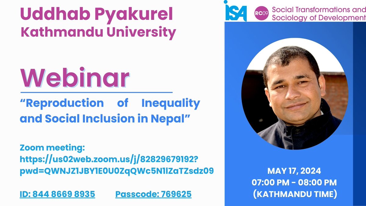 Don't miss the next RC09 webinar! 🌐Online: us02web.zoom.us/j/82829679192?… Meeting ID: 828 2967 9192 Passcode: 534350 #rc09isa #sociology #SocialTransformation #isa_sociology #research