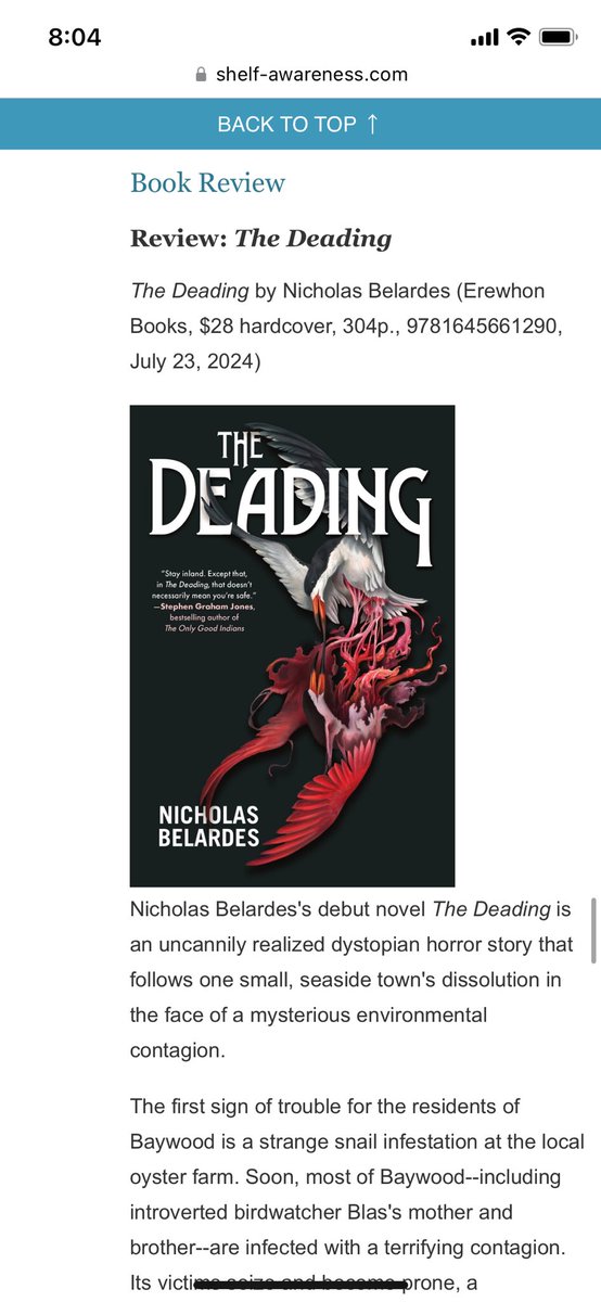 Generous words for my forthcoming novel THE DEADING from Alice Martin at @ShelfAwareness: shelf-awareness.com/issue.html?iss… #thankyou 🥹