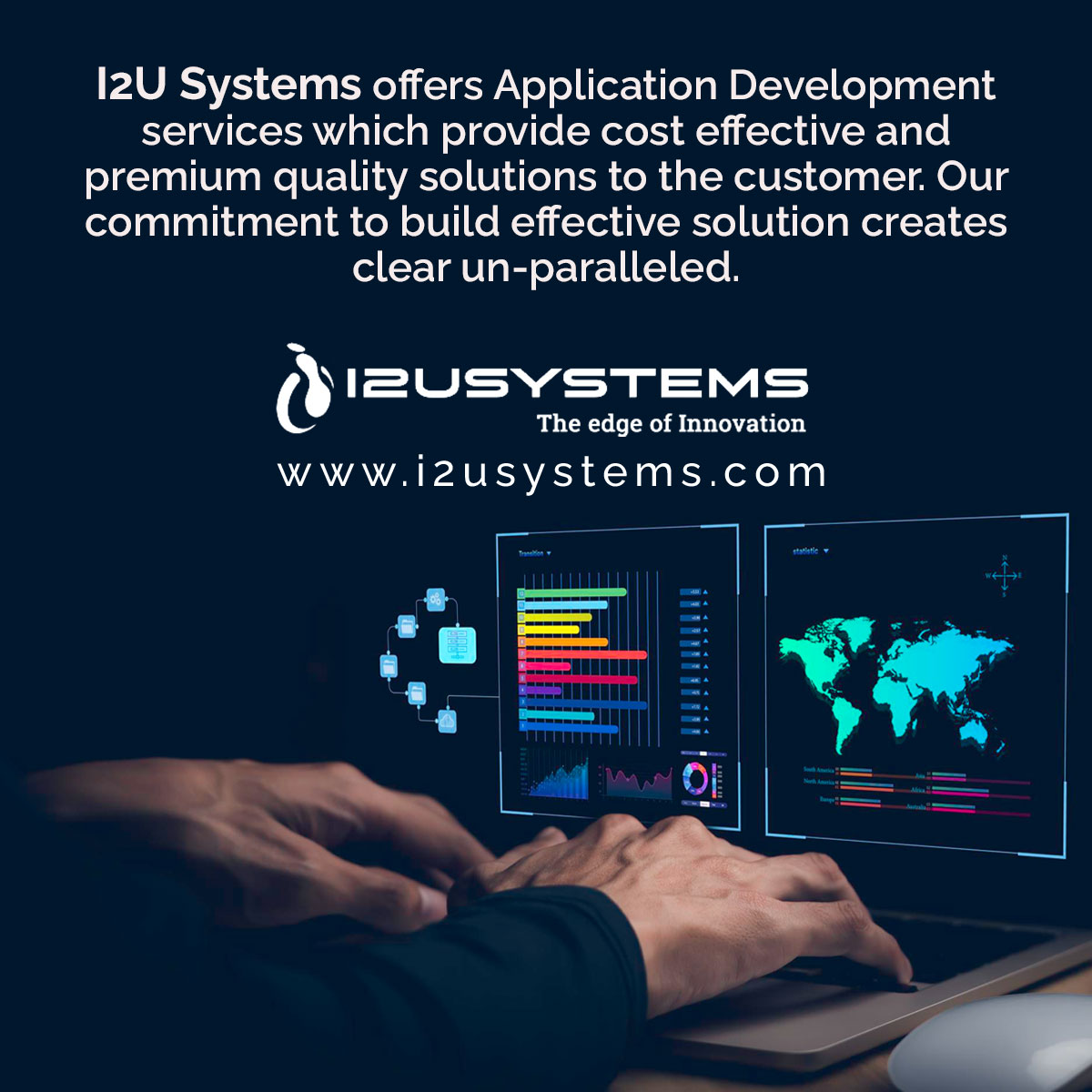 I2U Systems offers Application Development services which provide cost effective and premium quality solutions to the customer. #i2usystems #c2crequirements #w2jobs #directclient #benchsales #IOT #digital #application #development #customer #paralleled