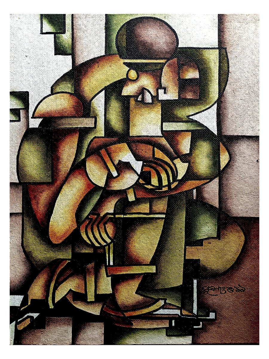 pushanansu's tweet image. Title : Waiting (2019) 
Medium : Acrylic on handmade paper
Size: 60cm × 90cm
By Pushanansu Chakrabarti, India 🇮🇳
#cubism  #cubic #acrylicpainting #acrylicart #abstraction  #geometricalart  #postmodernism #futurism #futuristic  #abstractpainting #abstractart #constructivism