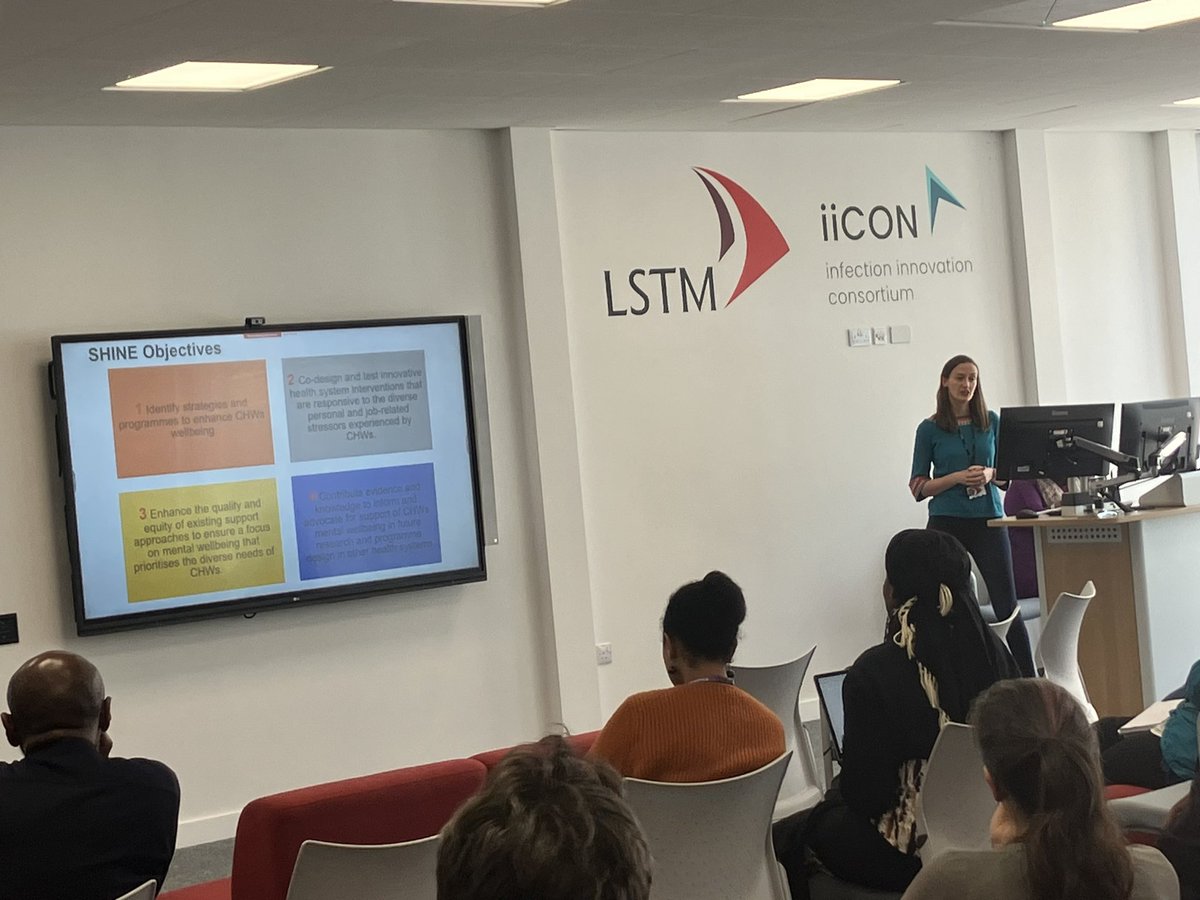 Hearing from @Linetokoth2 and @RoziMcC at the @LSTMnews communtiy health symposium about the exciting @SHINENIHR research programme on #CHWs and #mentalhealth in #Kenya and #Malawi 👏🙏