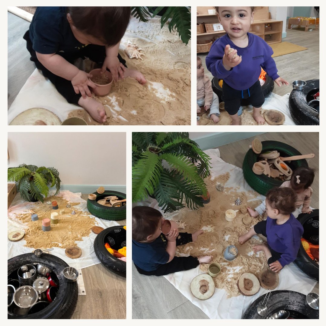 🌴This week, #Babies explored a range of materials as they engaged in play-based learning within a stimulating environment! This curiosity approach allowed the babies to explore and investigate with the utensils, wooden treasure items and mixed materials within the tyres. 🌴