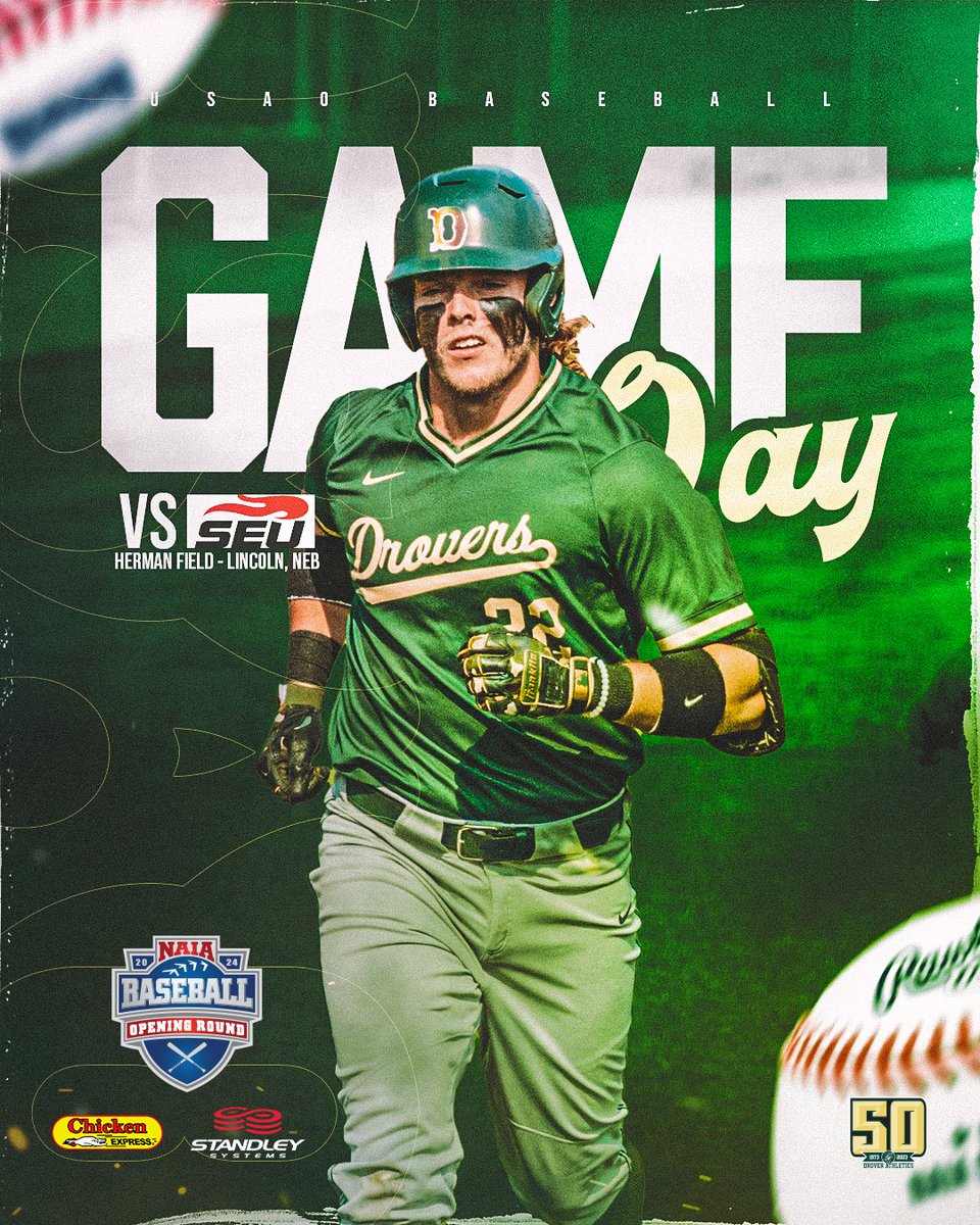 ⚾️𝗚𝗔𝗠𝗘𝗗𝗔𝗬⚾️ The Drovers aim to put out the Fire out in Nebraska‼️ ⏰: 2:30 PM CT 📍: Lincoln, NE 🏟️: Sherman Field 📊/📺: usaoathletics.com/composite #DroverNation🐎x #DB90